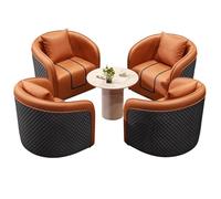 MPLFHSYOS Set di divani singoli con tavolo in pietra, divani in pelle di alta qualità, divano avvolgente con seduta profonda, set di mobili for soggiorno(F)