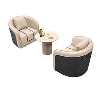 MPLFHSYOS Set di divani singoli con tavolo in pietra, divani in pelle di alta qualità, divano avvolgente con seduta profonda, set di mobili for soggiorno(C)