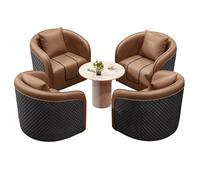 MPLFHSYOS Set di divani singoli con tavolo in pietra, divani in pelle di alta qualità, divano avvolgente con seduta profonda, set di mobili for soggiorno(D)