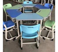 MPLFHSYOS Set di scrivanie modulari trapezoidali ed esagonali/ottagonali - Mobili intelligenti for la consulenza sulla salute mentale e for spazi creativi for istituti formazione scolastica(A2)