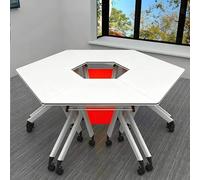 MPLFHSYOS Set di tavoli da conferenza pieghevoli esagonali multifunzionali - Scrivania collaborativa portatile for classi intelligenti/team building/consulenza gruppo(D)