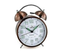 MPM Cooper Colour Alarm Clock, sveglia retrò analogica con numeri Lumini, doppia campana con sveglia senza ticchettio, vintage, funzionamento a batteria, al quarzo, sveglia da tavolo con luce notturna