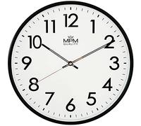 MPM Design Orologio da parete in plastica con numeri arabi grandi, nero, movimento al quarzo, ∅ 350 mm, moderno, analogico, da parete, decorazione da parete, decorazione per soggiorno, cucina,
