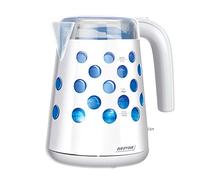 MPM MCZ-86 Bollitore Elettrico 1,7 L, Contenitore in Plastica senza BPA, senza Filo a 360°, Spegnimento Automatico, Illuminazione Interna, 2200W, Bianco