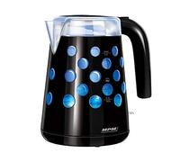 MPM MCZ-86/C Bollitore Elettrico 1,7 L, Contenitore in Plastica senza BPA, senza Filo a 360°, Spegnimento Automatico, Illuminazione Interna, 2200W, Nero