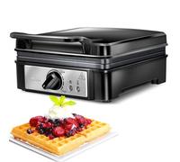 MPM MGO-24 Macchina Professionale per 2 Cialde Belghe Spesso, Waffle Maker, Piastre Antiaderenti, Regolatore di Temperatura, Nero, 1400W