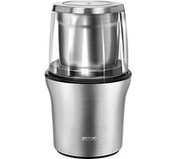 MPM MMK-06M Macinacaffè Elettrico + Macinino Multiuso, Grinder 2 Tipi di Lama, Macina Semi, Spezie e Noci, Funzione a Impulsi, 2 Contenitori da 70g, Acciaio Inossidabile, 200W