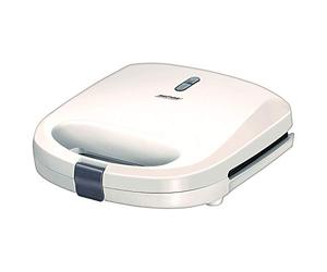 MPM MOP-27 Sandwich Panini Maker Elettrico per 2 Sandwichs, 4 a Forma di Triangolo, Piastre Antiaderenti, Temperatura automatica, Compatto, Bianco, 750W