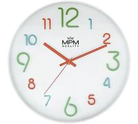 MPM Orologio da parete colorato in plastica con numeri grandi, orologio da parete silenzioso, adatto per cameretta dei bambini, movimento silenzioso al quarzo per giocare indisturbato
