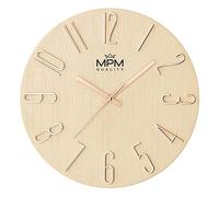 MPM Quality Orologio da parete di design, color crema/oro, datario, cifre 3D, movimento preciso al quarzo, ∅ 305 mm, decorazione moderna da parete per soggiorno, camera da letto o ufficio