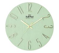 MPM Quality Orologio da parete di design, verde/oro, datario, cifre 3D, movimento preciso al quarzo, ∅ 305 mm, decorazione moderna da parete per soggiorno, camera da letto o ufficio