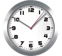 MPM Quality Orologio da parete in metallo, design moderno, con gradino in vetro e metallo, 1 batteria AA, 295 x 295 x 43 mm