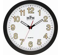 MPM Quality - Orologio da parete Lumini, bianco/nero, diametro 300 x 40 mm, con motore a gradini al quarzo, vetro minerale, 300 x 40 mm, decorazione da parete per ogni stanza