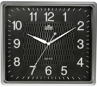 MPM Quality Orologio da parete quadrato in plastica con numeri arabi, argento/nero, movimento al quarzo Sweep, 318 x 358 x 38 mm, moderno, orologio da parete, decorazione da parete, decorazione per