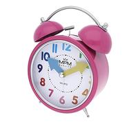 MPM Quality Sveglia di design, colore rosa/numeri colorati, allarme forte, numeri e lancette colorate, luce notturna, decorazione moderna per camera da letto, sveglia anche i più grandi dormienti, 110