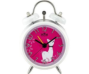 MPM Quality Sveglia in metallo con colori pastello alla moda, rosa, quadrante 3D, movimento al quarzo Sweep, funzione luce, analogica, suoneria classica, sveglia anche i più grandi dormienti