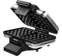 MPM S633G Macchina per 2 Cialde Belghe Spesso, Waffle Maker, Piastre Antiaderenti, Regolatore di Temperatura, Alloggiamento in Acciaio Inox, 1200W