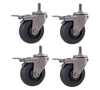 MPMPM 3/4/5 Thread M12 Castor Wheels Industrial Stainless Steel 304 Heavy Duty 400-500kg Silent with Brake Swivel High Temperature Resistance for Furniture Oven Stove Workbench 4 PCS