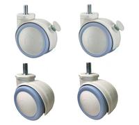 MPMPM Ruote girevoli con Filettatura M10 for Carrello Letto ospedaliero 2/2,5 in PU for impieghi gravosi con Freno, silenziose, for Trasporto Industriale, 4 Pezzi(2in 50mm 2brake+2swivel)