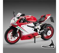 MPODYTSF Modello in Scala 1/9 per Ducati 1199 Modello di Moto in Lega Pressofusa Auto Giocattolo con Suono Luce Ruota Anteriore Sterzo in Miniatura Regali(Red White)