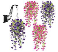 Mppchhn Fiori Artificiali Per Esterni | Piante Finte da Giardino,Bouquet In Seta Di Petunie Dall'aspetto Realistico Con Fogliame Verde Antisfogliamento 4 Pezzi Per Balcone Portico