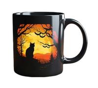 Mppchhn Gatto Ceramica - Gatto Nero Halloween,Per Bibite Uso Quotidiano Regalo Originale