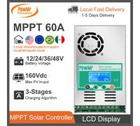 MPPT 60A Regolatore di carica solare LCD 12V 24V 36V 48V Auto Max Pannello solare Ingresso fotovoltaico 160Vdc Supporto LiFepo4 EU BR US Stock locale