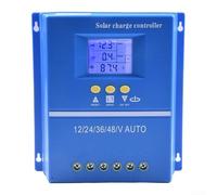 Mppt - Regolatore di carica solare 70a con display LCD, 12 V/24 V/36 V/48 V, identificazione automatica, compatibile con batterie Lifepo4 Gel Flood 7 modalità di lavoro, doppie porte USB, blu (80 A)