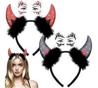 MPQDFG Halloween Cerchietti Corna da Diavolo con Gemme Adesivi, corna del diavolo, cerchietto per capelli da uomo e da donna, per carnevale, Halloween, cosplay, feste, diavolo Feste in Maschera
