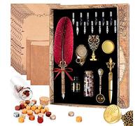 MPRINCE Piume Penne,Stilografiche di Calligrafia Set,nclude penna d'oca.12 Pennini di Ricambio.Inchiostro,2 buste.8 fogli di carta per buste(rosso)