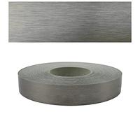 Mprofi MT® - Bordo Effetto Acciaio Spazzolato | 22mm x 5m | Facile da Applicare | Bordo Cucina | Bordo in ABS | Per Scaffali, Mobili e Pannelli | Bordo Termoadesivo Durevole | Spessore 0,50mm