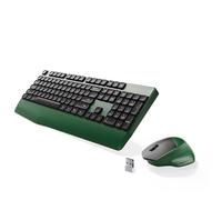 MPTOG Combinazione di tastiera e mouse ergonomici con poggiapolsi, chipset BK, tastiera e mouse colorati da ufficio, pulsante di accensione, ricevitore USB per PC portatile (verde scuro) e nero