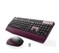 MPTOG Combinazione di tastiera e mouse ergonomici con poggiapolsi, chipset BK, tastiera e mouse da ufficio colorati di dimensioni standard, pulsante di accensione, ricevitore USB per PC portatile