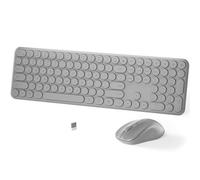 MPTOG - Set tastiera e mouse wireless, 110 pezzi, design sottile con tasti rotondi, digitazione silenziosa, mouse ergonomico DPI regolabile, combo wireless per PC, Mac, laptop, tablet (grigio