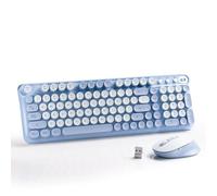 MPTOG Tastiera e mouse wireless Combo, full-size 2.4G Set con tastierino numerico, lunga durata della batteria, Plug Play per ufficio e uso studente (blu)