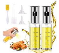 MPXEAVG 2 Pcs Spruzzino Olio per Friggitrice Aria, Nebulizzatore Olio, 2x100 ml Spruzzatore Olio, Oliera in Vetro e Acciaio Inox, Vaporizzatore Olio per Friggitrice ad Aria, Insalata, Grigliate