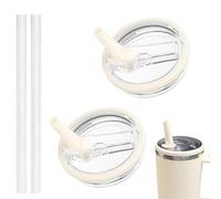 MPXEAVG 2 Pezzi Sostituzione del Coperchio della Tazza Compatibile con Stanley Cup 40 oz, Stanley Accessori Riutilizzabili, con 2 Cannucce, StanleyCup Accessori (Beige)