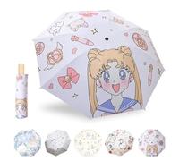 MPXEAVG Ombrello Portatile, Ombrello Pieghevole Antivento, Ombrellino, Ombrello da Viaggio, Modello carino, Ombrellino per Universale per Uomini e Donn (Bella ragazza)