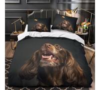 MQBASHIRP Bocconcini per cani che volano 3D Stampa Coperta Letto 3pz Microfibra Resistente Animazione di snack per animali domestici Coperteletto 2 federe Resistente Adulti Famiglia Double（200x200cm）