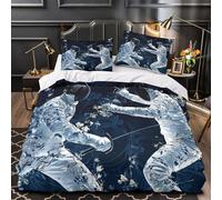 MQBASHIRP duello di scherma 3D Stampa Coperteletto 3pz Microfibra Resistente design floreale artistico Coperta Letto 2 federe Zip nascosta Bambini Adolescenti Double（200x200cm）