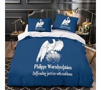 MQBASHIRP Illustrazione della cicogna 3D Stampa Coperteletto 3pz Microfibra Antimacchia Design minimalista a forma di uccello Coperta Letto 2 federe Ipollergenica Ragazze Bambini King（220x240cm）