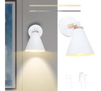 MQDLJSE Applique da Parete a LED per Interni, Ricaricabile a Batteria, Applique da Parete Girevole a 270°, dimmerabile, con Telecomando, Angolo Regolabile per Camera da Letto, Soggiorno, c