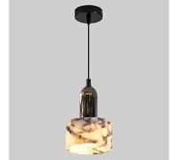 MQDLJSE Lampada a Sospensione Moderna in alabastro, Lampada a Sospensione in Marmo per Isola Cucina, Lampada a Sospensione in Metallo Nero con Cavo Regolabile, per Soggiorno, Sala da pranz