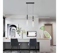 MQDLJSE Lampada a Sospensione Moderna LED Nera con Telecomando Lampadario 45W dimmerabile Luce Sala da Pranzo con Funzione faretto Metallo Lampada a Sospensione lineare Illuminazione a Sof