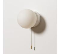 MQDLJSE Lampada da Parete a Globo in Vetro Bianco, Moderna, con Interruttore a Catena, Lampada da Parete nordica G9 per testiera, Comodino, Soggiorno, Studio, corridoio, Ingresso, ristoran