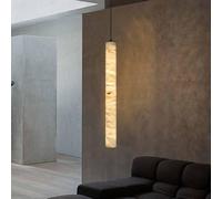 MQDLJSE Lampadari in alabastro Naturale per Isola Cucina, Lampada a Sospensione in Marmo a Tubo Lungo, Lampada a Sospensione Moderna in Pietra, Luce Calda a LED per Camera da Letto, soggio