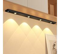 MQDLJSE Luci sottopensile per Cucina con sensore di Movimento, luci a LED per Armadio, Barra a 3 Colori, dimmerabili, per Guardaroba, luci magnetiche adesive per Scale da bancone, Nero, 60
