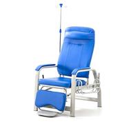 MQDLJSE Poltrona per flebotomia, Sedia per Sala d'attesa Completamente reclinabile con Asta e portaoggetti, Poltrona reclinabile in PU con braccioli, Schienale e poggiapiedi (Blu)