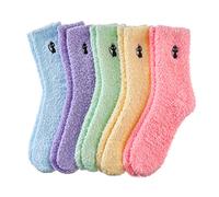 MQELONG Womens Super Soft Fuzzy Cozy Home Sleeping Socks Microfiber Winter Warm Slipper Socks (5 Pairs Cat)