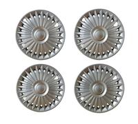 Mqetly 4 Pezzi Coprimozzo Centrale Lucido | Leggero, Copricerchio, Compatibile, Copricerchio con Anello in Acciaio, Automobilisti, Argento